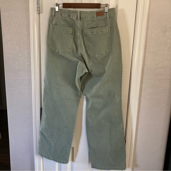 Judy Blue Sage Green Front Seam Straight Fit Denim Jeans Size 34W - Picture 5 of 8